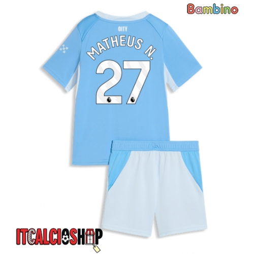 Manchester City Matheus Nunes #27 Prima Maglia Bambino 2026-27 Manica Corta (+ Pantaloni corti)